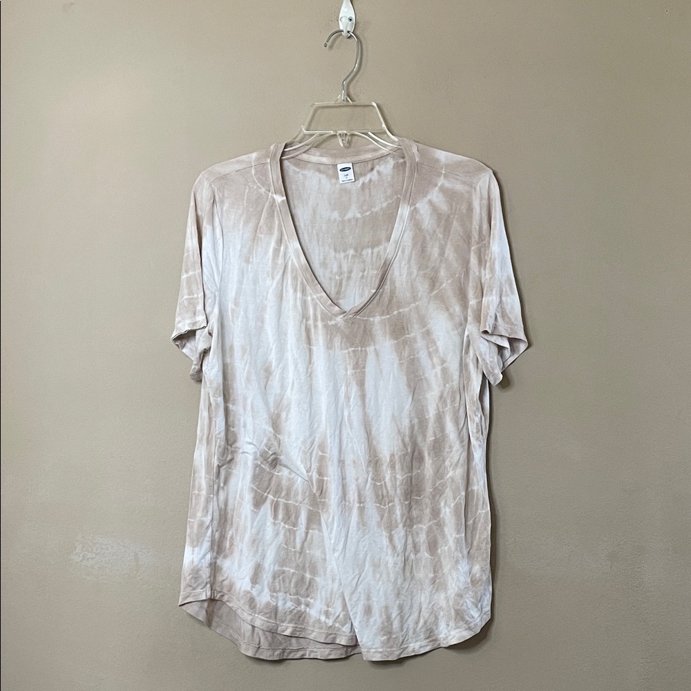 Old Navy Cream Tie-Dye Short Sleeve Top SZ L